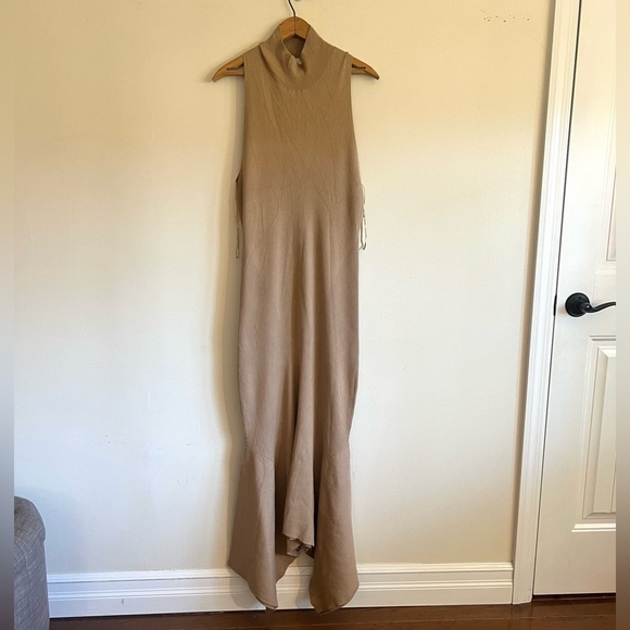 Anthropologie Mock Neck Midi Dress Tan size XL - Picture 7 of 15
